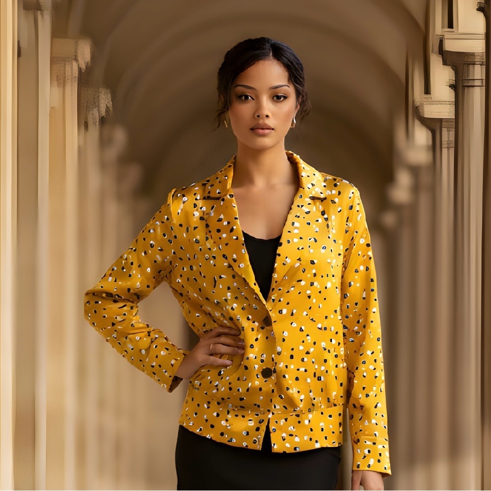 EUC Marc New York SZ S Yellow/black/white bomber style jacket/bust 43”/waist 36”